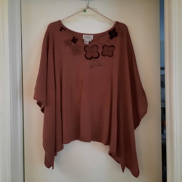 Mauve Maxi SKIRT SET with Beaded Cape Look Shark Bite Top S - Picture 3 of 8